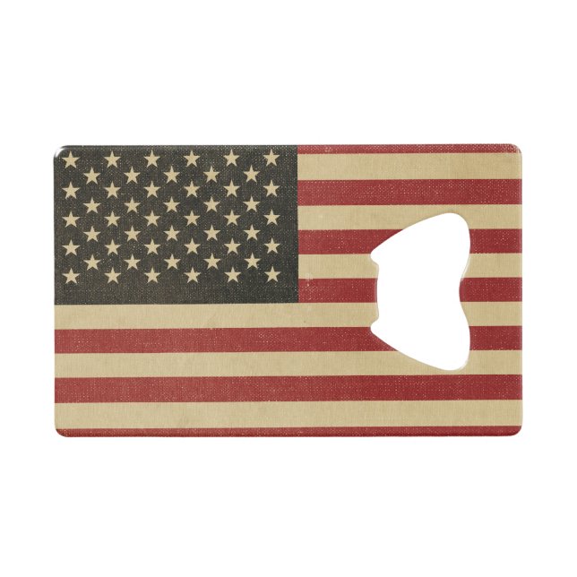 Vintage amerikanische Flagge Kreditkartenflaschenöffner (Vorderseite (Horizontal))