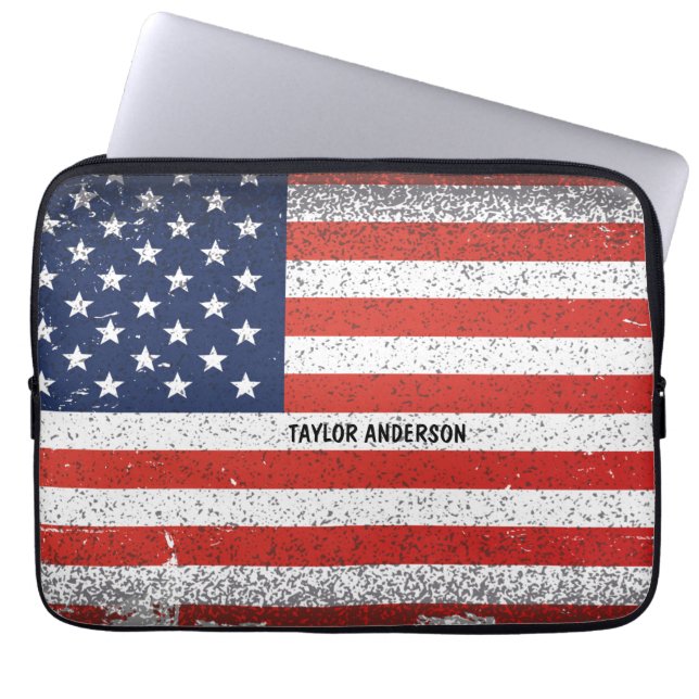 Vintage amerikanische Flagge Laptopschutzhülle (Vorderseite)