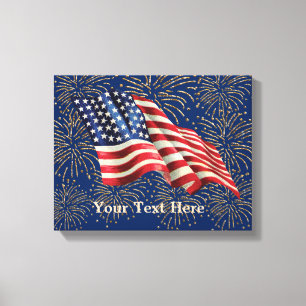 Vintage amerikanische Flagge mit Leinwanddruck
