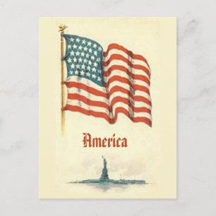 Vintage-amerikanische-Flagge-Postkarte Postkarte