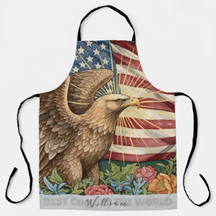 Vintage-Amerikanische-Flagge-Schürze, Adler, Chefs Schürze