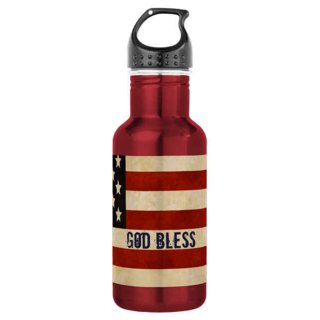 Vintage amerikanische Flagge Trinkflasche (Vorderseite)