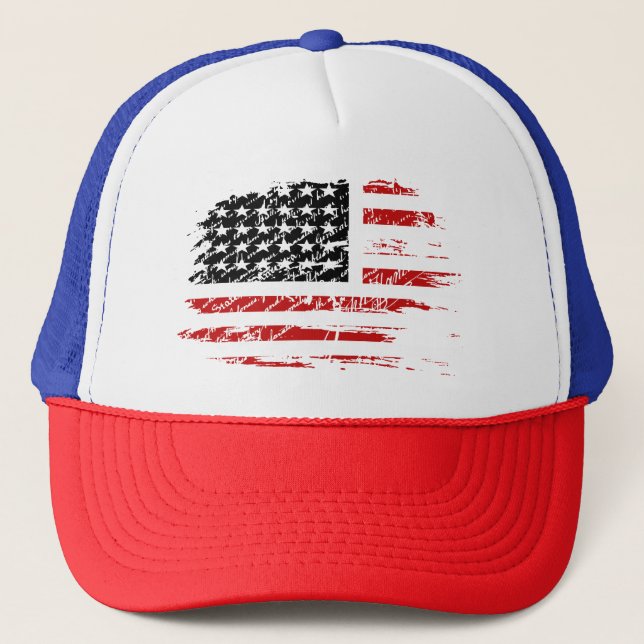 Vintage amerikanische Flagge Truckerkappe (Vorderseite)