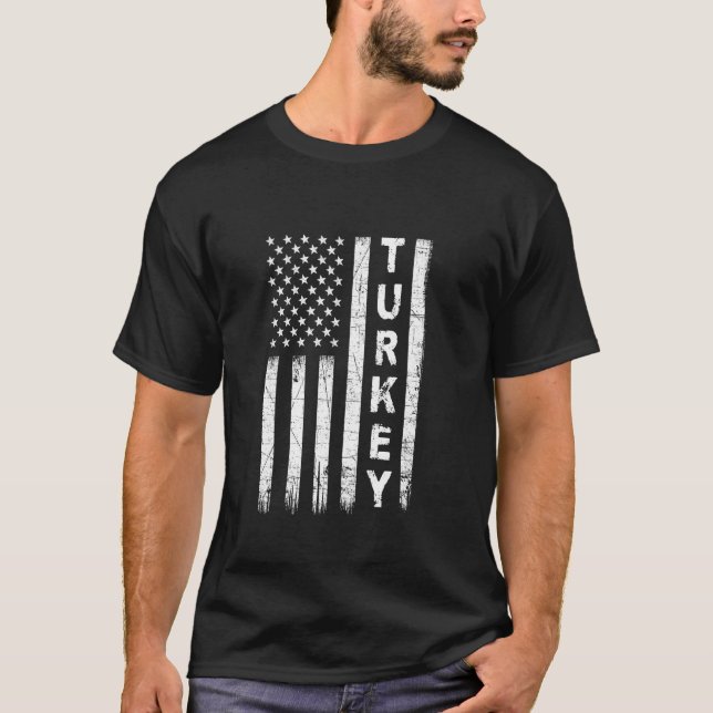 Vintage amerikanische Flagge Türkischer Turk Patri T-Shirt (Vorderseite)