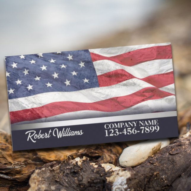 Vintage amerikanische Flagge Veteran Patriotic Visitenkarte (Vintage American Flag Veteran Patriotic Business Card)