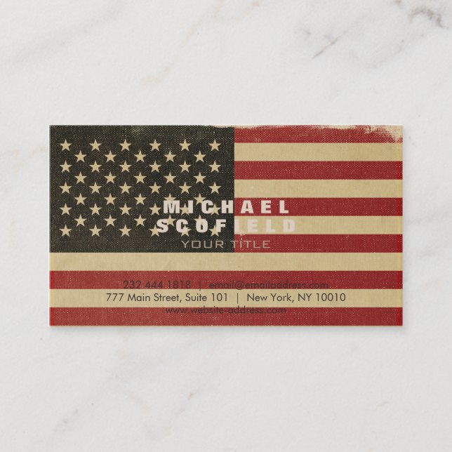 Vintage amerikanische Flagge Visitenkarte (Vorderseite)