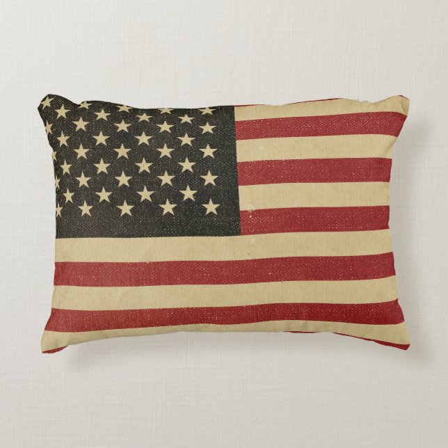 Vintage amerikanische Flagge Zierkissen (Vorderseite)