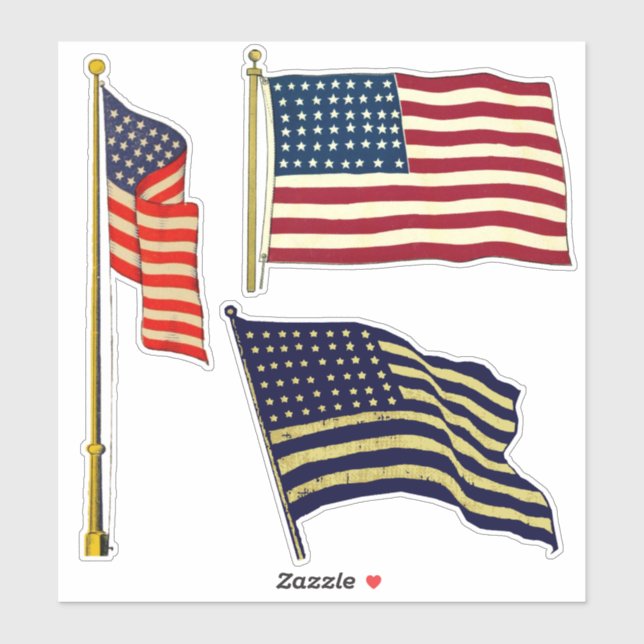 Vintage amerikanische Flaggen Aufkleber (Blatt)