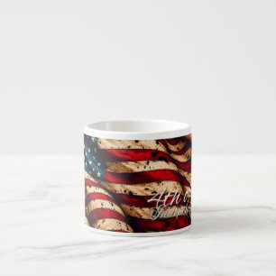 Vintage-Amerikanische-Flaggen-Kunst für den 4. Jul Espressotasse