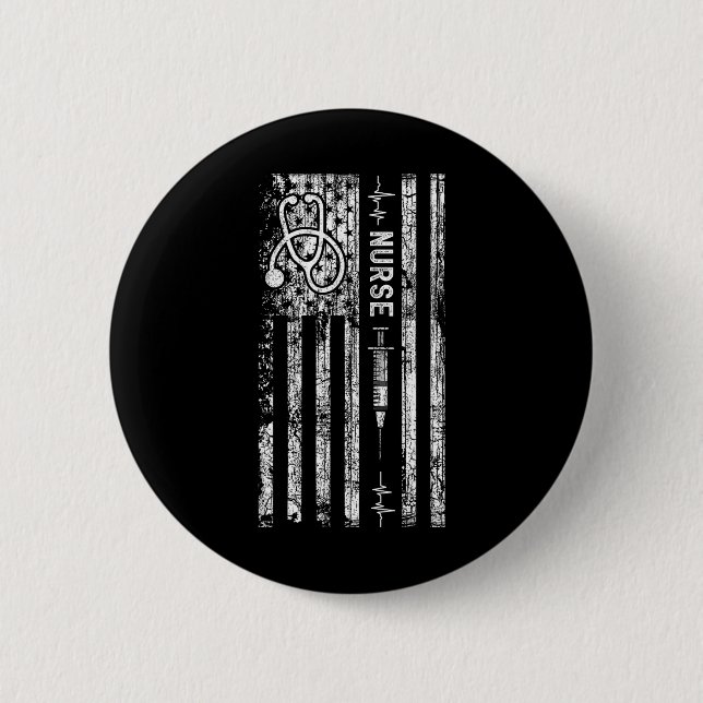 Vintage amerikanische Flaggennurse Button (Vorderseite)