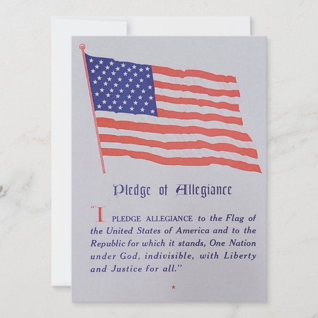 Vintage amerikanische Flaggenverpflichtung Feiertagskarte (Vorderseite)