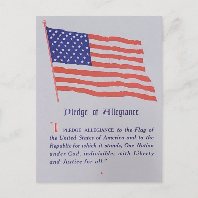 Vintage amerikanische Flaggenverpflichtung Feiertagspostkarte (Vorderseite)