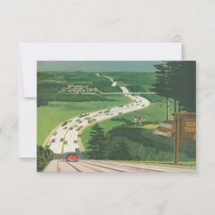 Vintage-Amerikanische-Landschafts-Highways Anschri Einladung