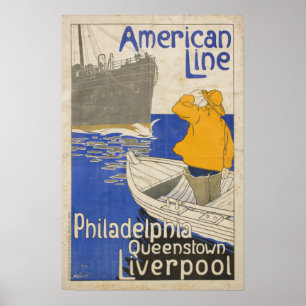 Vintage amerikanische Linie Ozean Philadelphias Poster