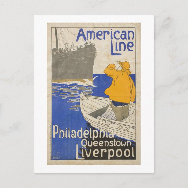 Vintage amerikanische Linie Philadelphia Liverpool Postkarte (Vorderseite)
