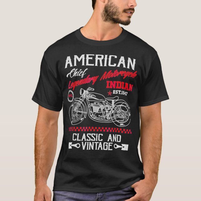 Vintage amerikanische Motorradfahrer T-Shirt (Vorderseite)