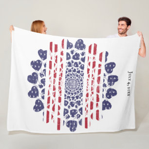 Vintage Amerikanische Psychedelische Patriotische Fleecedecke