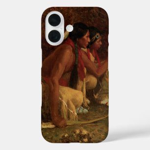 Vintage Amerikanische Ureinwohner, Auf der Hirschj iPhone 16 Hülle