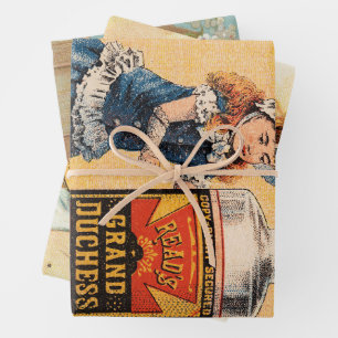 Vintage amerikanische Werbekunst   Geschenkpapier Set