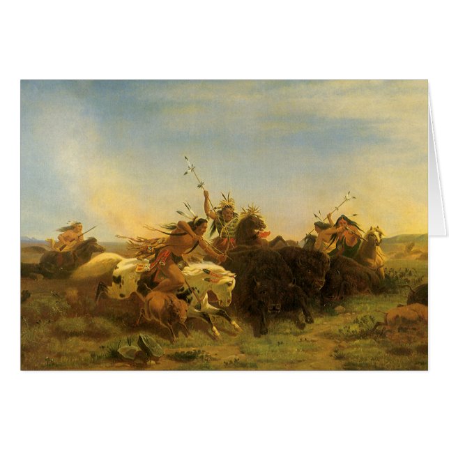 Vintage amerikanische Westkunst, Buffaljagd von Wi (Vorderseite (Horizontal))
