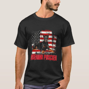 Vintage-amerikanischer-Flagge-Dobermann-Pinscher-H T-Shirt