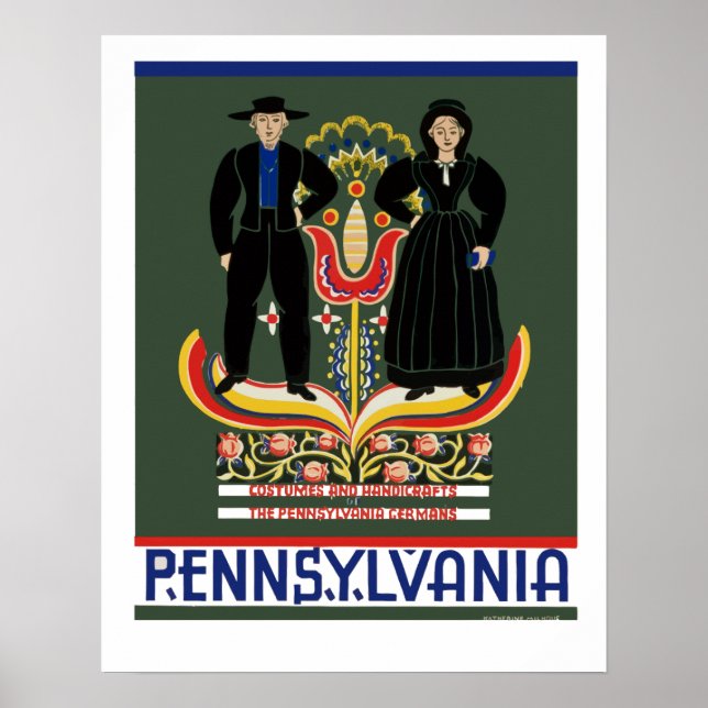 Vintage Amish Pennsylvania Travel Poster (Vorne)