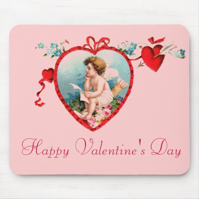 Vintage Amor-Mausunterlage des Valentines Tages Mousepad (Vorne)