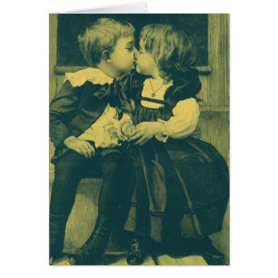 Vintage Amour et Romance Photo, Enfants Baiser