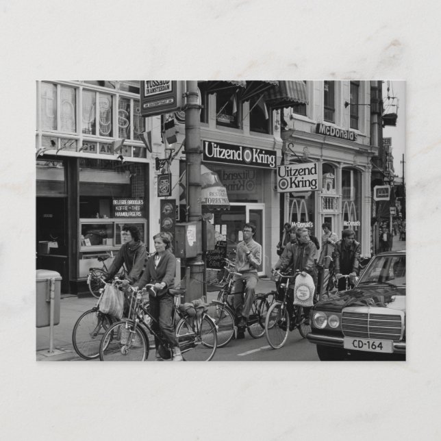 Vintage Amsterdam Holland Bikers Postkarte (Vorderseite)