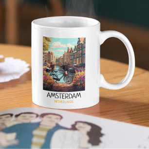 Vintage Amsterdam Niederlande Malerei Kaffeetasse