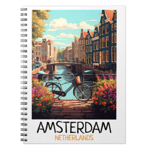 Vintage Amsterdam Niederlande Malerei Notizblock