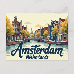 Vintage Amsterdam-Szenen Postkarte