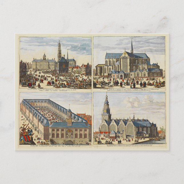 Vintage Amsterdamer Kirchen Postkarte (Vorderseite)