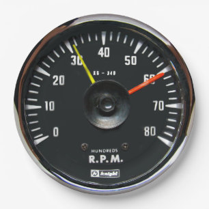 Vintage Analog Auto Tachometer Papierplatten Pappteller