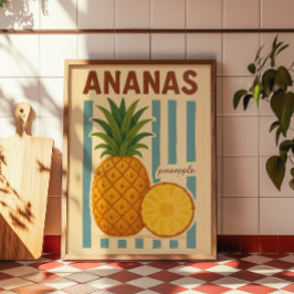 Vintage-Ananas-Botanik-Wandkunst Poster