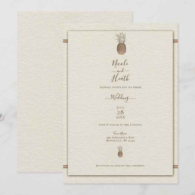 Vintage Ananas Einladung (Vorne/Hinten)