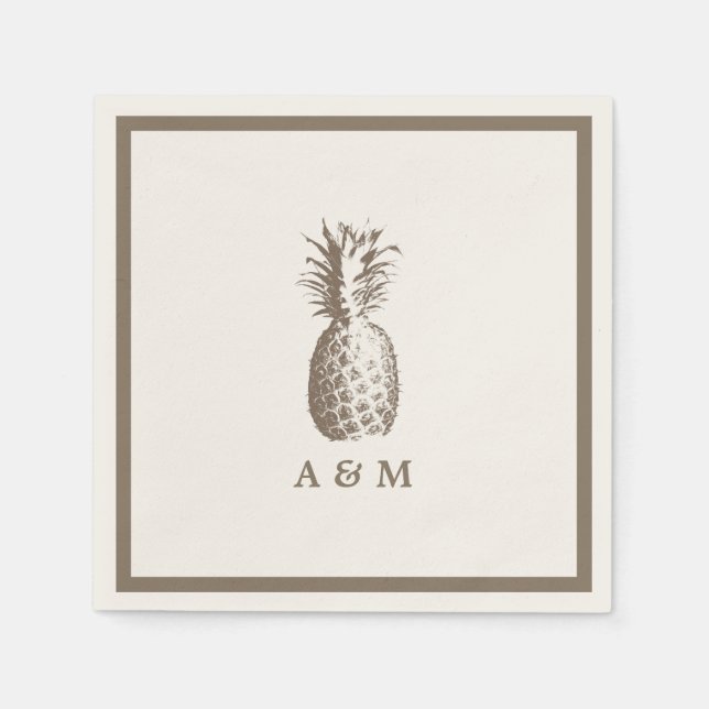 Vintage Ananas-Hochzeit Serviette (Vorderseite)