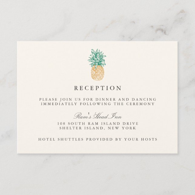 Vintage Ananas-Hochzeitskarte Begleitkarte (Vorderseite)