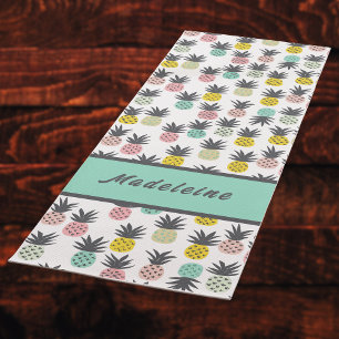Vintage-Ananas in Gold Türkis Aquamarin Rosa Monog Yogamatte