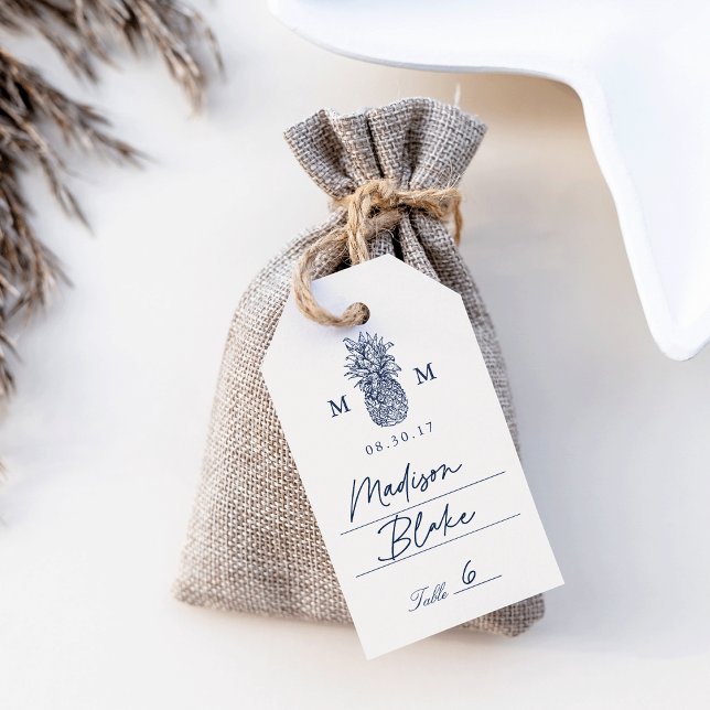 Vintage Ananas-Monogramm-Platzkarten Geschenkanhänger (Von Creator hochgeladen)