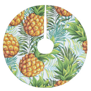 Vintage-Ananas: Nahtloses Blumenmuster. Polyester Weihnachtsbaumdecke