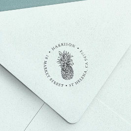 Vintage Ananas Runde Rücksendeadresse Permastempel