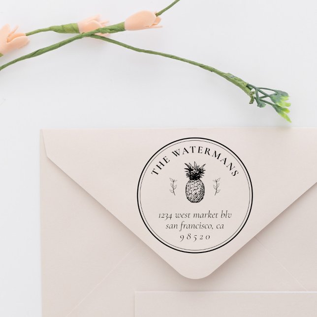Vintage Ananas Tropische Rücksendeadresse Permastempel (Von Creator hochgeladen)