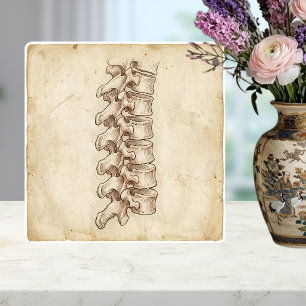 Vintage Anatomie-Skizze der Wirbelsäule Fliese