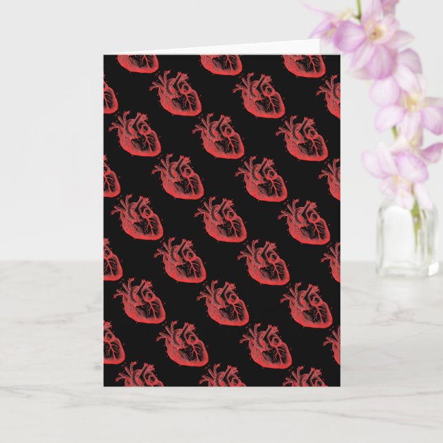 Vintage anatomische Rotes Herz-Macabre-Grußkarte Karte (Orchidee)