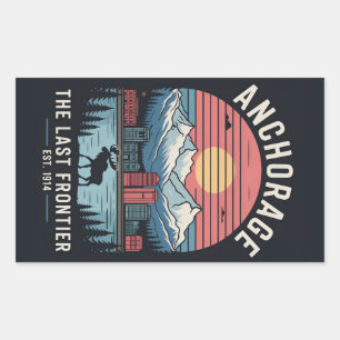 Vintage Anchorage Alaska Retro-Reiseplakat Illustr Rechteckiger Aufkleber