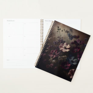 Vintage Anemone Blume Bouquet Dark Botanische Kuns Planer