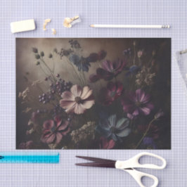 Vintage Anemone Blume Bouquet Dark Botanische Kuns Seidenpapier