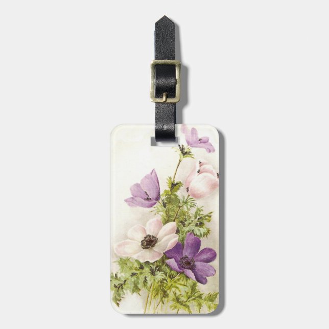 Vintage Anemonen-Blume Gepäckanhänger (Vorderseite vertikal)