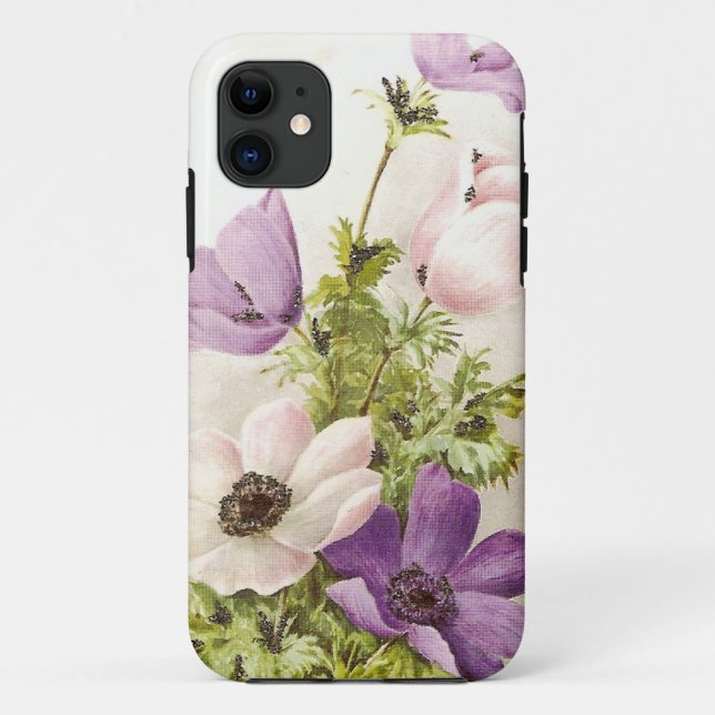 Vintage Anemonen-Blumen Case-Mate iPhone Hülle (Rückseite)
